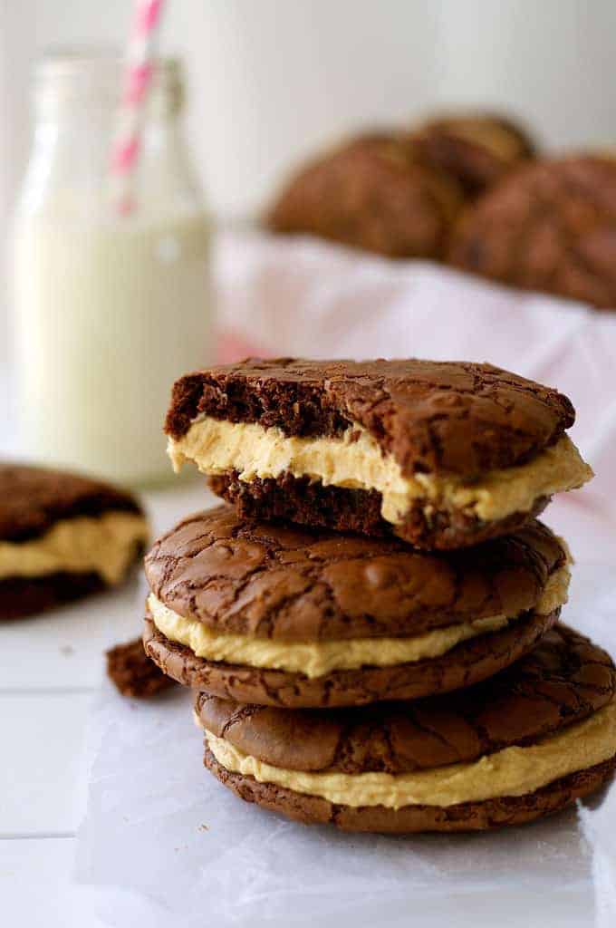 Brownie Cookie Sandwich Peanut Butter Frosting
