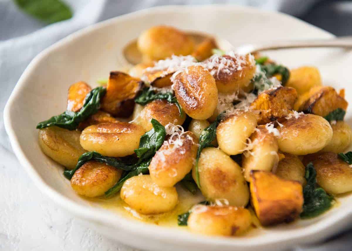 Pan Fried Gnocchi with Pumpkin &amp; Spinach | RecipeTin Eats