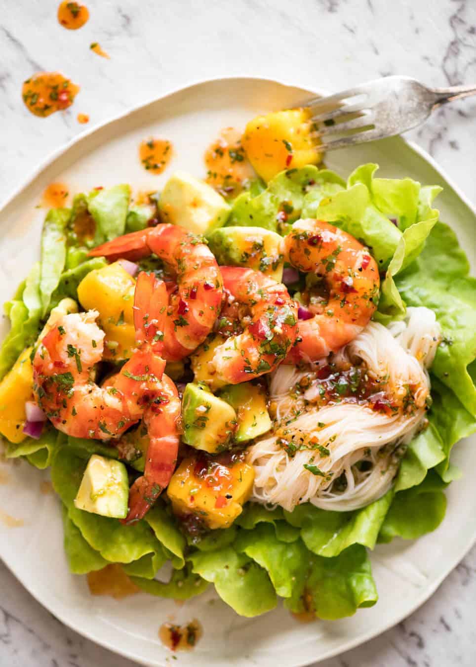 Prawn, Mango and Avocado Salad with Noodles and Lime Dressing ...