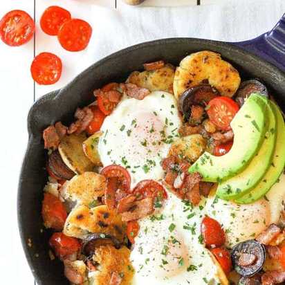 Chorizo Breakfast Hash with Bacon and Smashed Potato - RecipeTin Eats