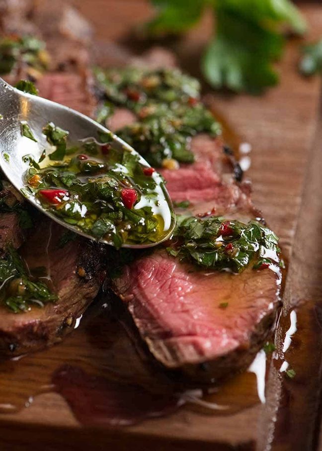 Chimichurri skirt steak grilled Argentine Father's Day recipe