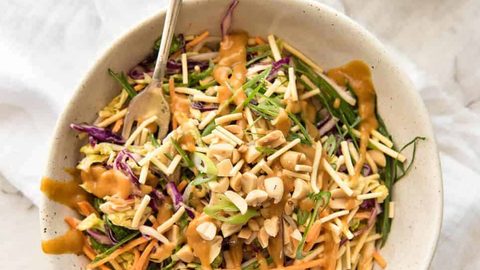 chinese chicken salad with red chile peanut dressing Chinese Chicken Salad with Red Chile Peanut Dressing