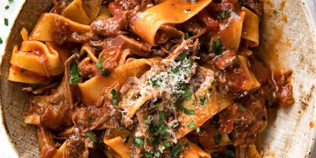 Rich, slow cooked Shredded Beef Ragu Sauce with pappardelle pasta. Stunning Italian comfort food at its best. recipetineats.com
