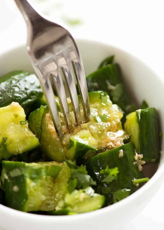 Smashed cucumber salad with rice vinegar sesame for refreshing picnic side naturally GF
