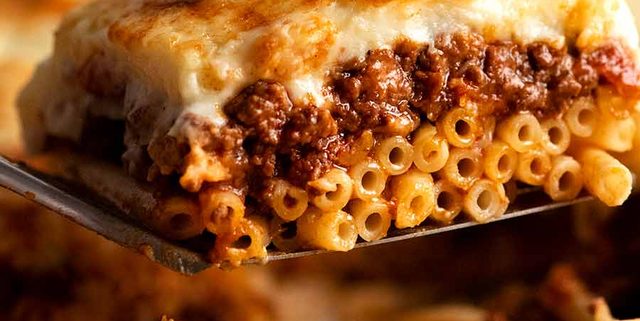 Serving a slice of Pastitsio, Greek Pasta Bake