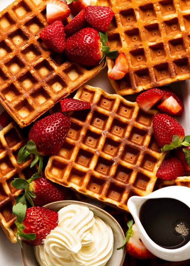 Frozen waffles crispy golden from the air fryer better than toaster for breakfast or quick snack