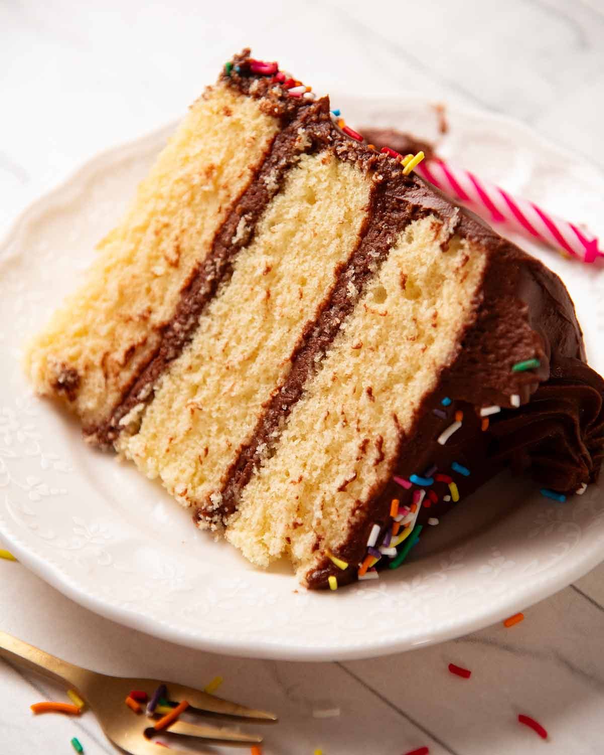Birthday cake - vanilla sponge with my favourite chocolate frosting