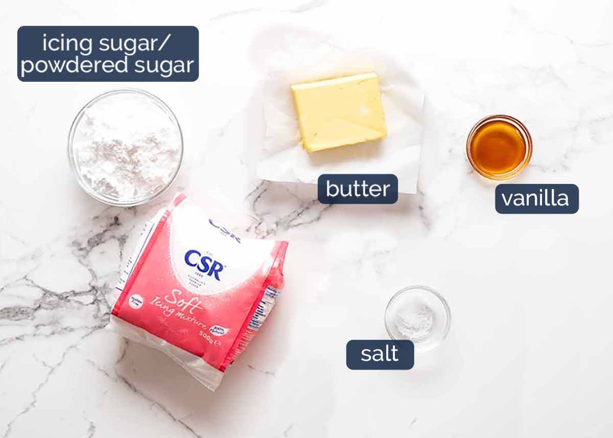 Vanilla buttercream ingredients