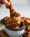 Satay chicken legs with peanut sauce