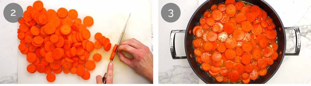 French Glazed Carrots / Carottes Vichy - steps