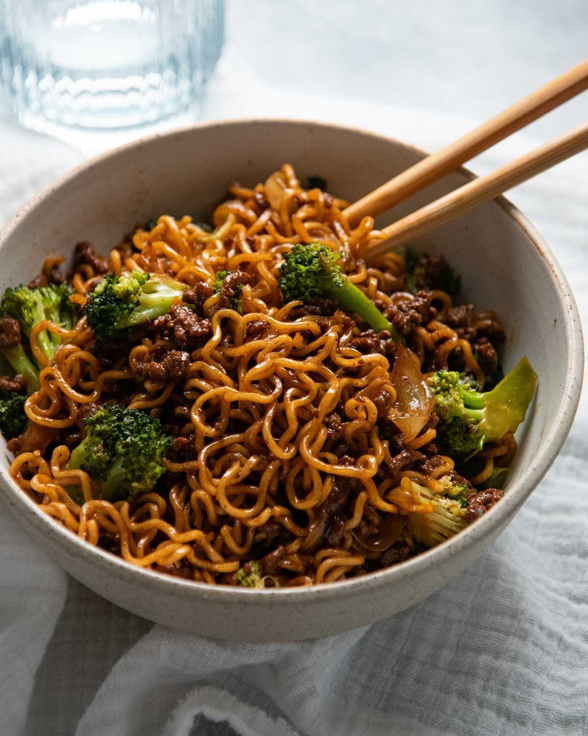 One Pan Mongolian Beef Noodles with Broccoli