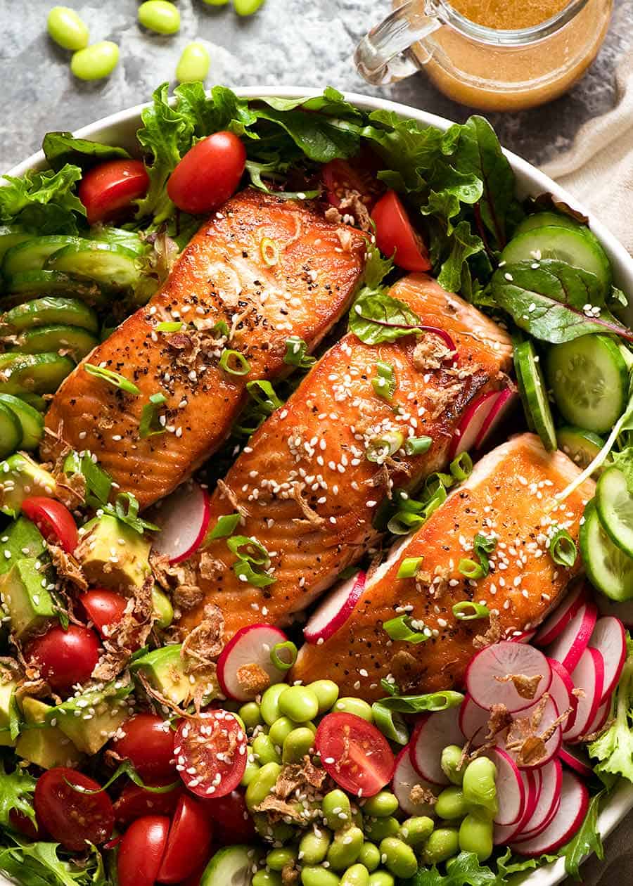salmon salad dressing Salmon Salad with Asian Ginger Sesame Dressing