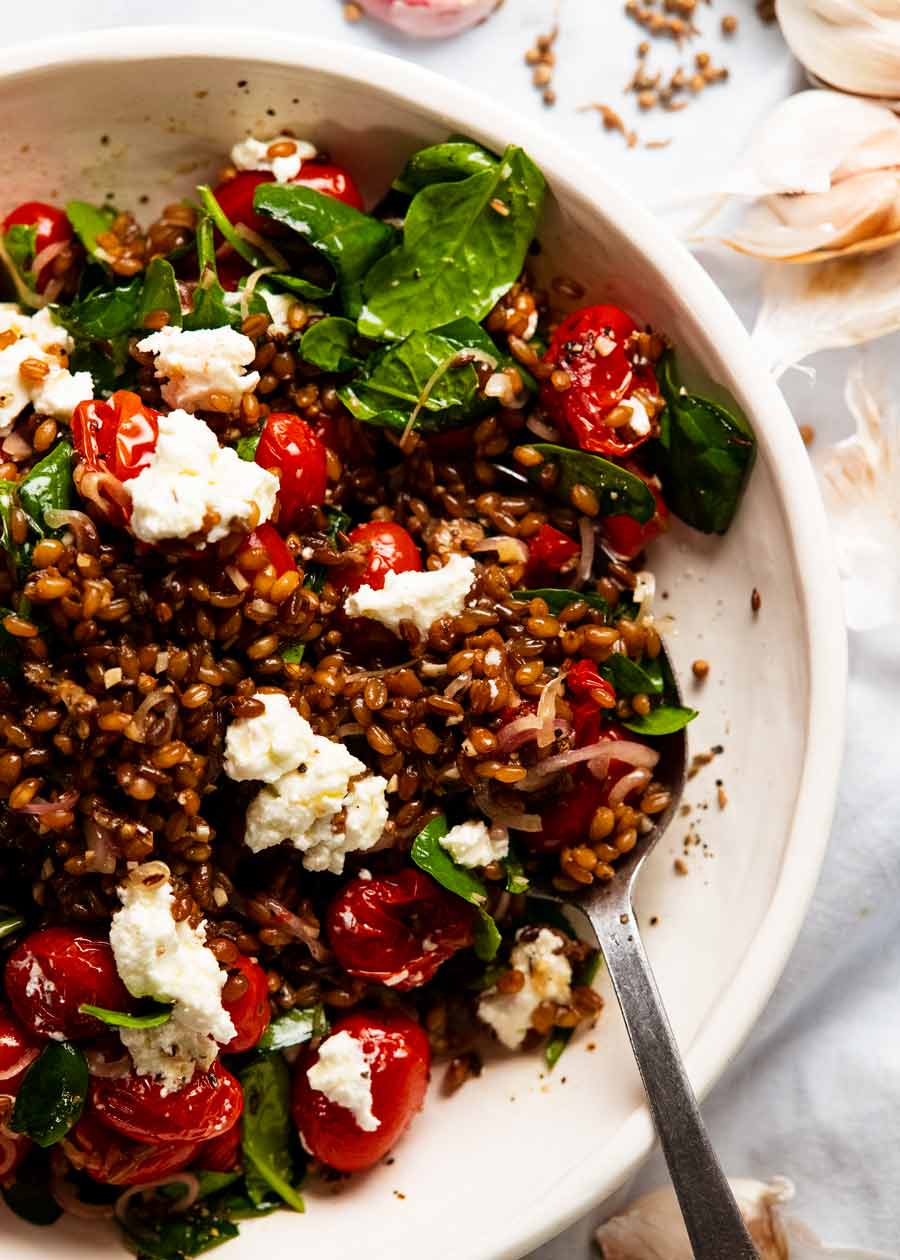 Farro Salad with Sizzled Dressing - RecipeTin Eats Farro Salad with Sizzled Dressing - RecipeTin Eats