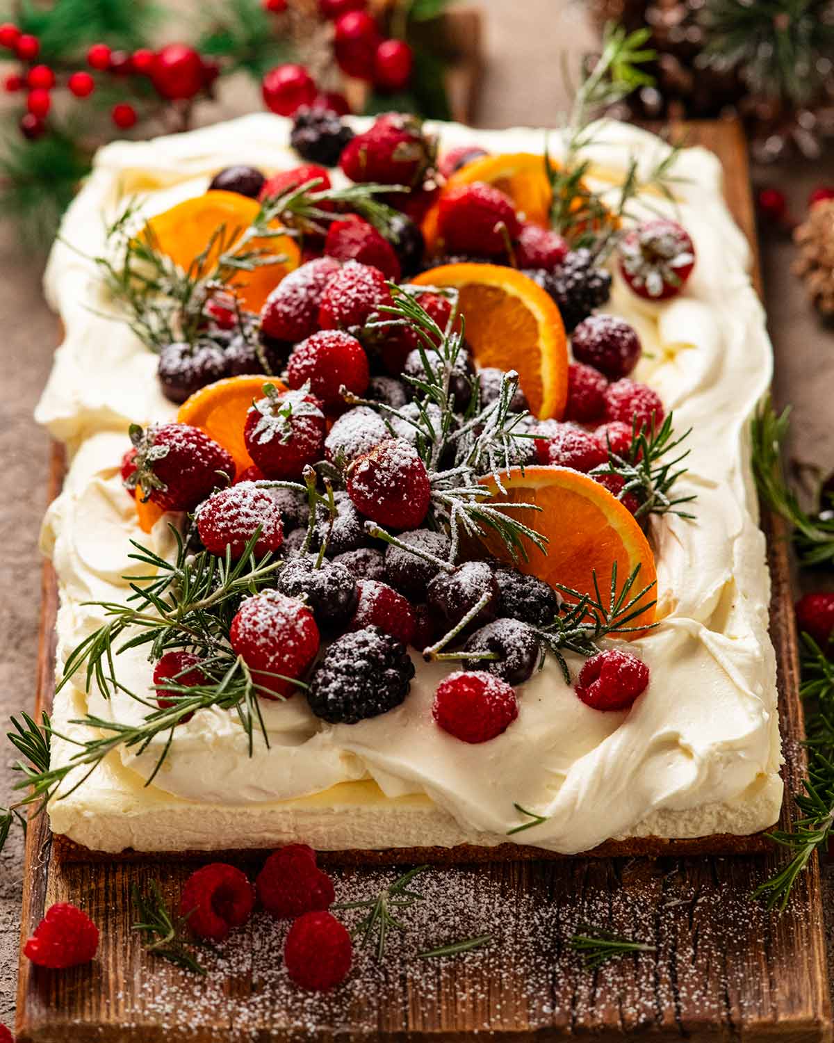 Easy Christmas Cheesecake Slab - no bake! - RecipeTin Eats