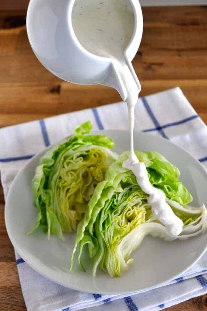 Iceberg Wedges with Creamy Feta Dressing - elegant and darn delicious, throw this together in mere minutes!