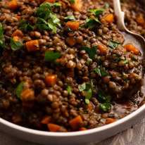 Big bowl of Lentil Ragout - French lentil side dish