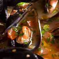 Close up of Mussels with Garlic White Wine