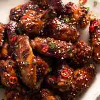 Sticky Chinese Chicken Wings on a plate, ready to be eaten