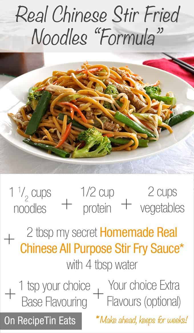 Guide to make your own stir fry noodles plus my secret Real Chinese All Purpose Stir Fry Sauce. 15 minute meal! recipetineats.com
