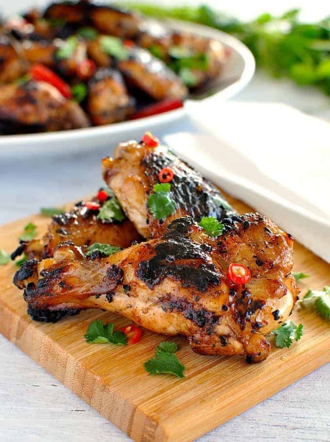 Classic simple Vietnamese marinade infused with lemongrass, then grilled to perfection! #BBQ #grill #chicken #appetizer #asian #fusion