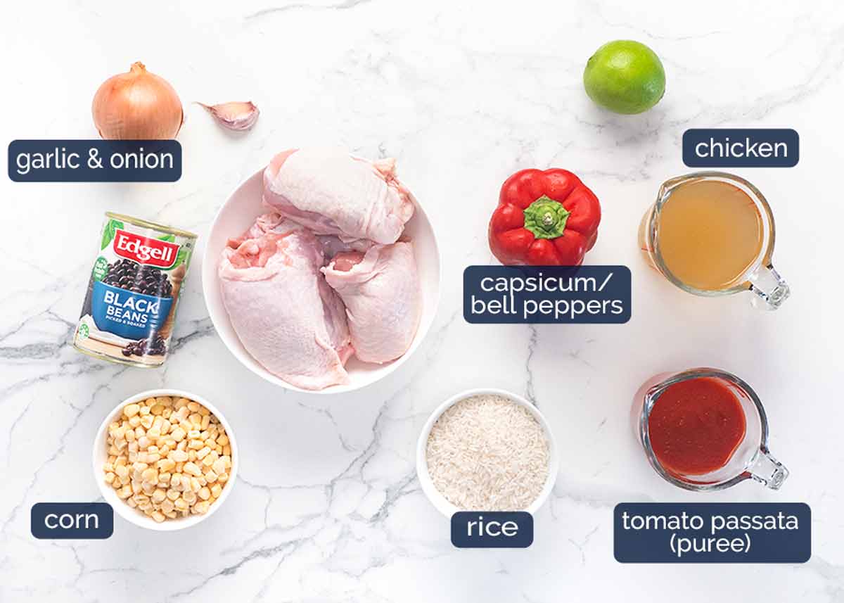 Ingredients in One Pot Mexican Chicken and Rice