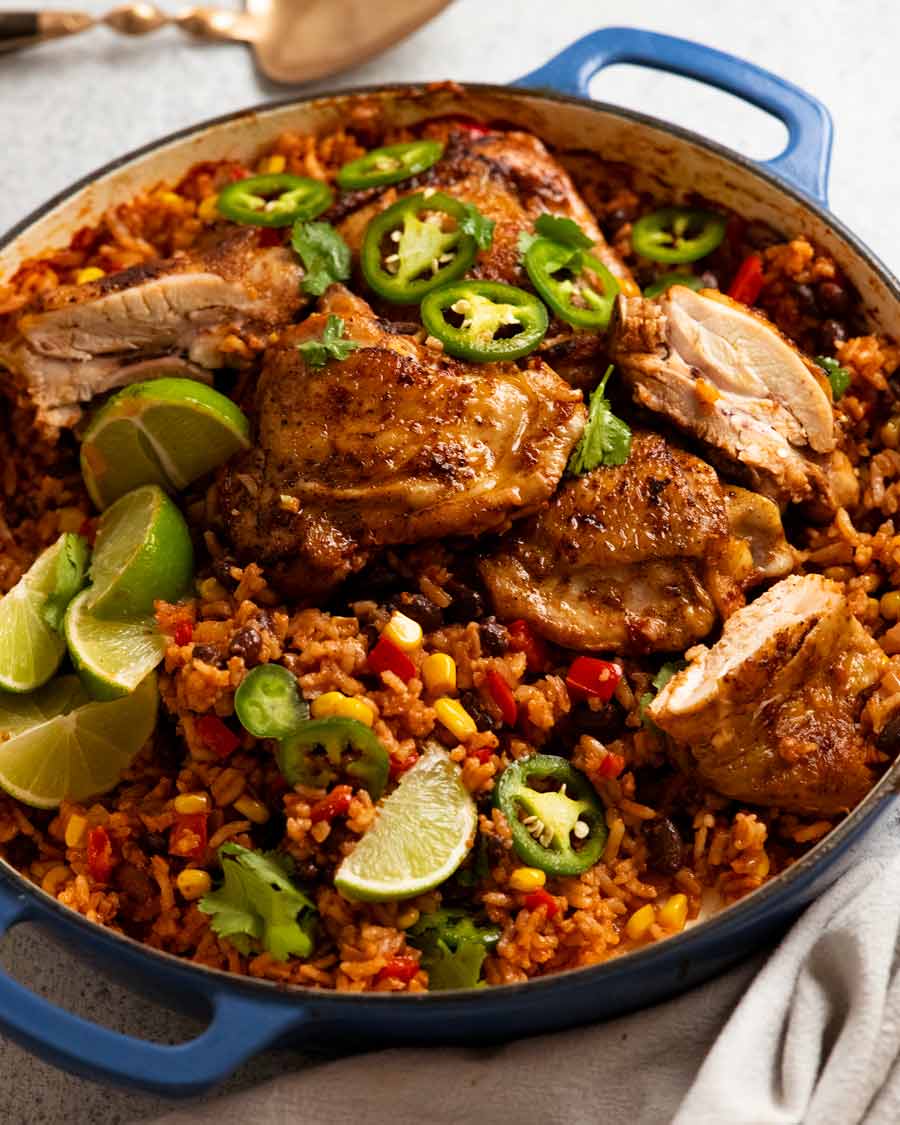 Freshly made One Pot Mexican Chicken and Rice