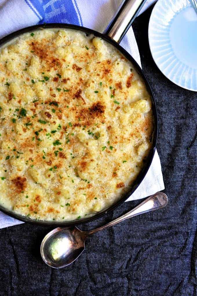 Overheard photo of Baked One Pot Mac and Cheese in a pan