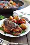 One Pan Spanish Chicken with Chorizo, Tomato and Potatoes - dinner in on pan! Flavour explosion, everyday ingredients.