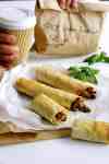 Spicy Italian Breakfast Roll Ups (Mini Oven Baked Taquitos) - freezable and microwavable, these are great for breakfast on the go. No mess, no crumbs!