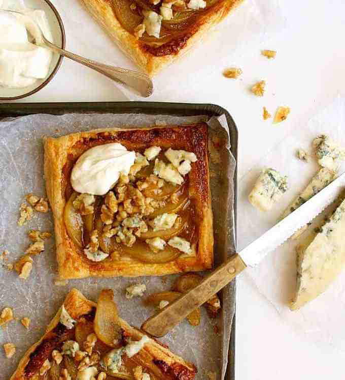 Caramelized Pear and Blue Cheese Tarts