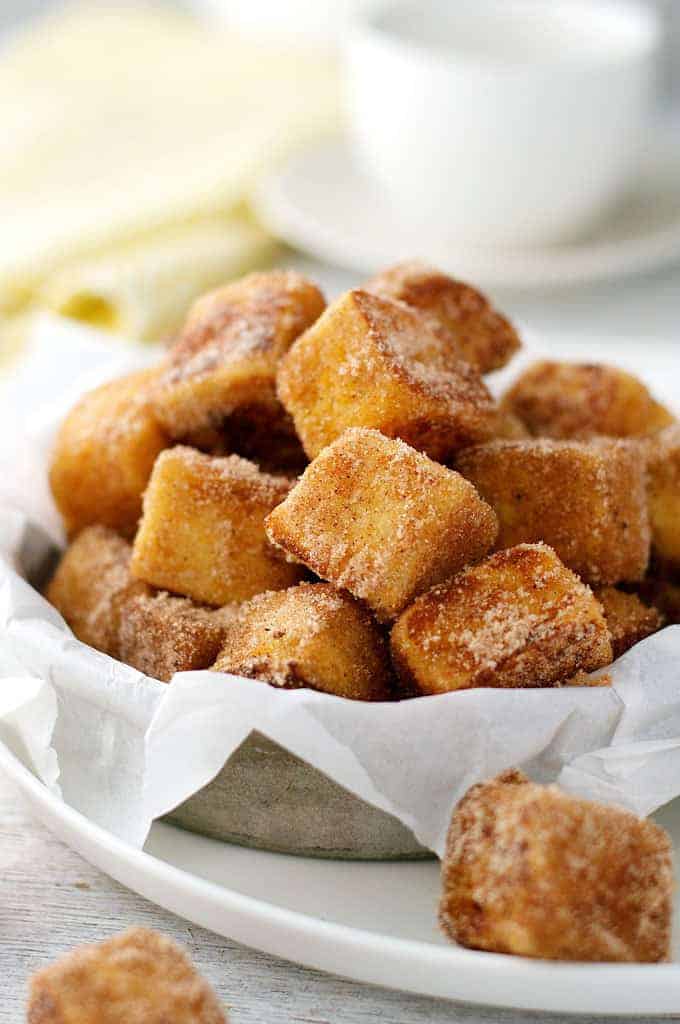Closeup of a pile of Cinnamon French Toast Bites