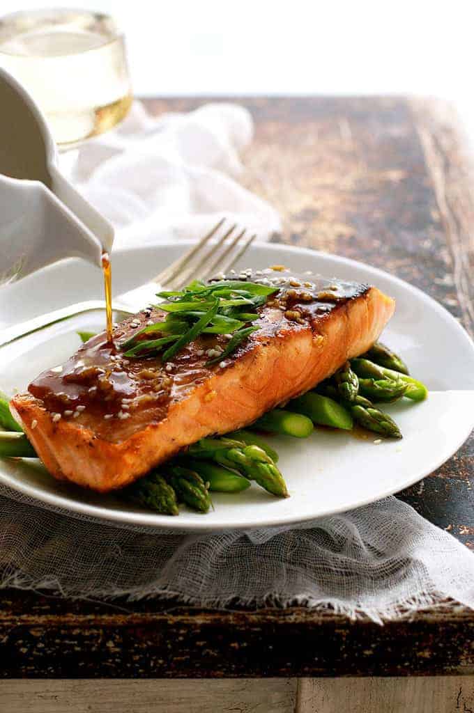 Honey Garlic Salmon - 5 ingredients and 15 minutes. Made from scratch and fancy enough to serve for a dinner party.