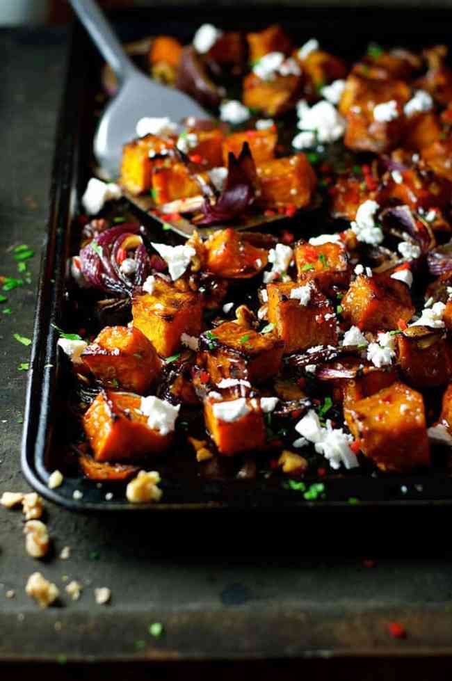 Roasted Pumpkin with Maple, Chili and Feta