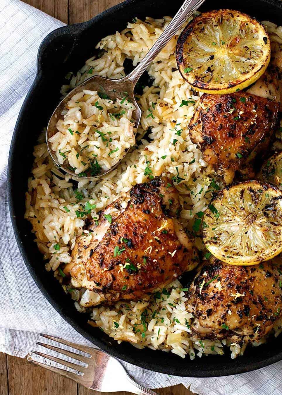 This Greek Chicken Recipe is made with an incredible lemon rice which is all made in ONE POT! www.recipetineats.com