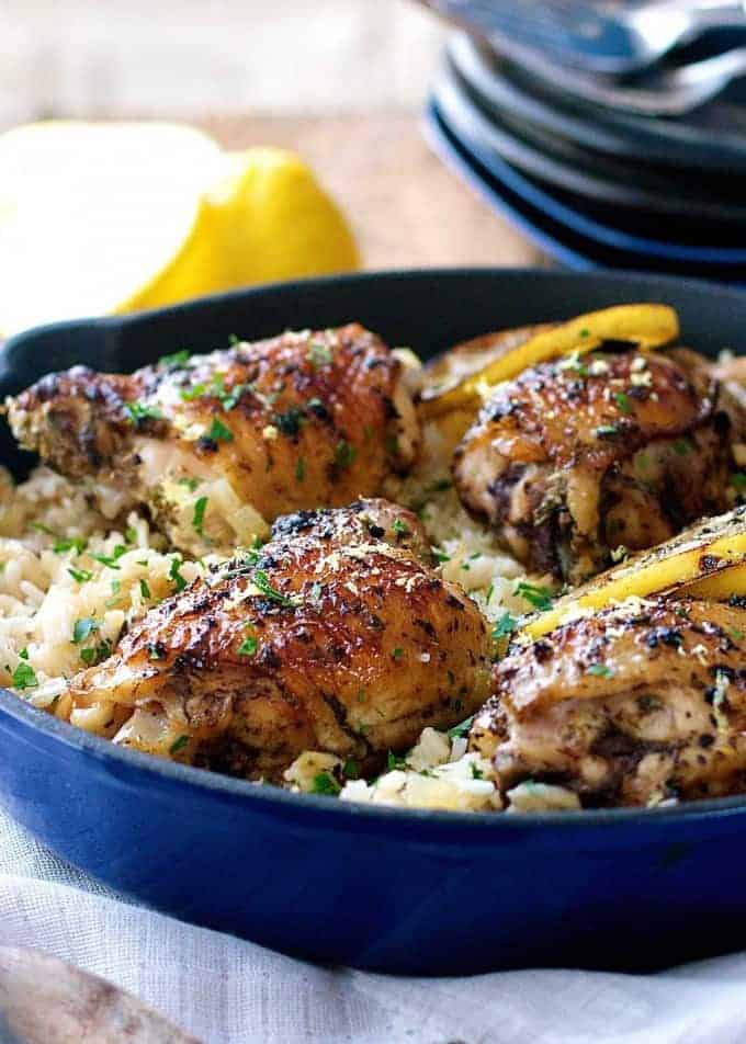 This Greek Chicken Recipe is made with an incredible lemon rice which is all made in ONE POT! recipetineats.com