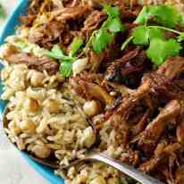Middle Eastern Shredded Lamb with Chickpea Pilaf (Rice) - easy and fast to prepare, with everyday ingredients. Amazing, exotic flavour.