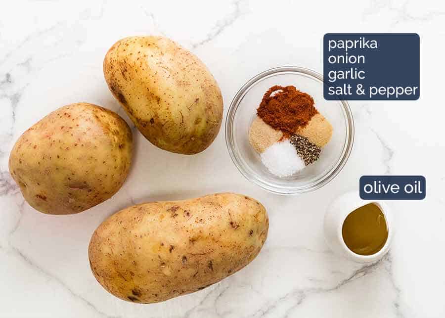 Ingredients in oven baked potato wedges