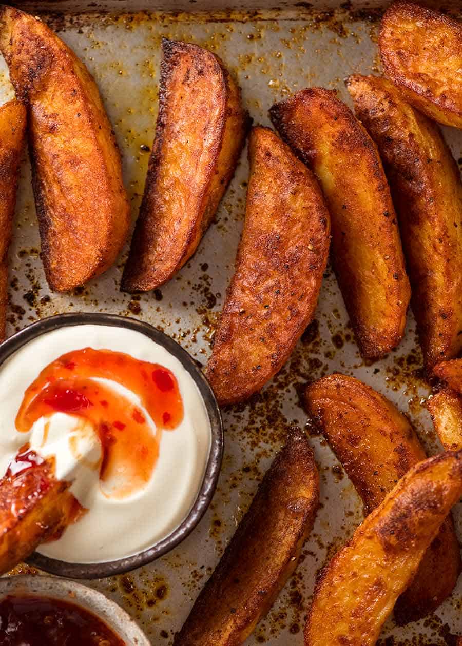 Crunchy Seasoned Baked Potato Wedges | RecipeTin Eats