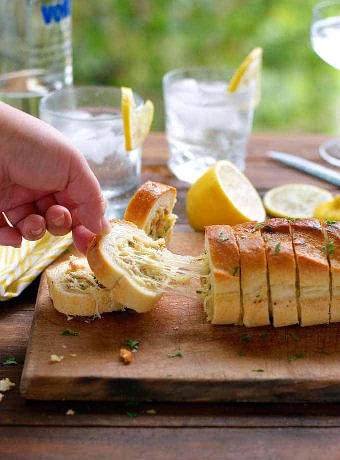 Cheesy Jalapeno Bacon Stuffed Baguette with Garlic Butter - like your favourite dip and cheesy garlic bread had a baby!