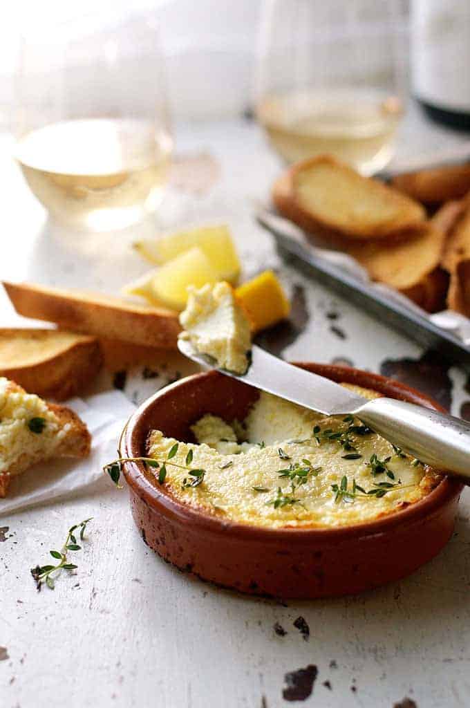 Lemon Garlic Baked Ricotta - an exciting new appetizer idea! Easy, fast gourmet.