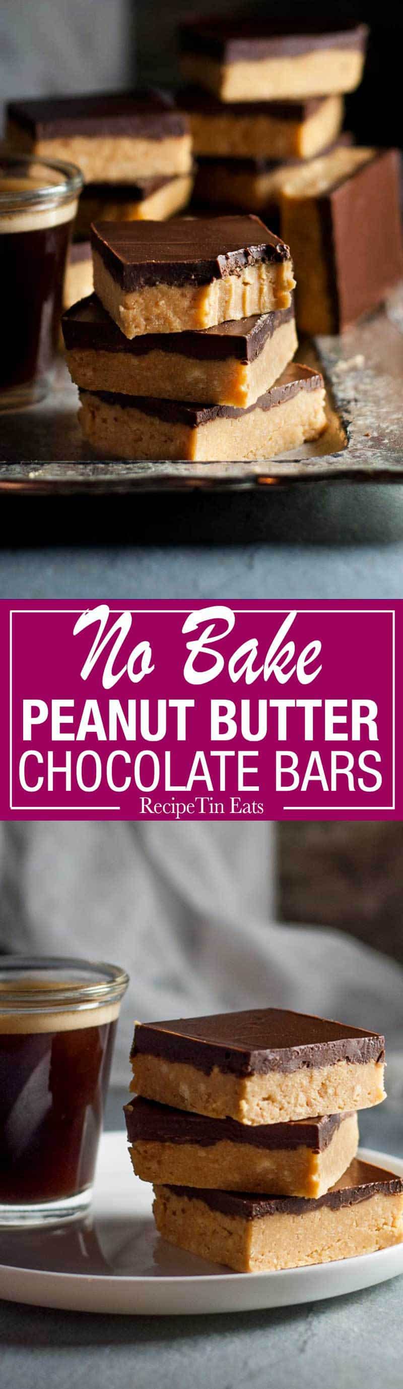 Chocolate, peanut butter, Graham Crackers, butter and sugar is all you need. They taste like Reece's Peanut Butter cups!
