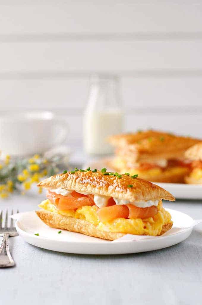 Plated Smoked Salmon and Egg Breakfast Mille-feuille