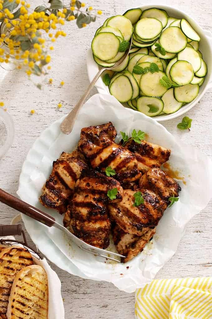 Italian Marinated Grilled Chicken with Zucchini - using a marinade that doubles as a dressing is a nifty way to make midweek meals even faster!