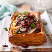 Bacon Mushroom & Egg Tart with Gruyere Cheese - looks fancy, but simple to make using puff pastry!