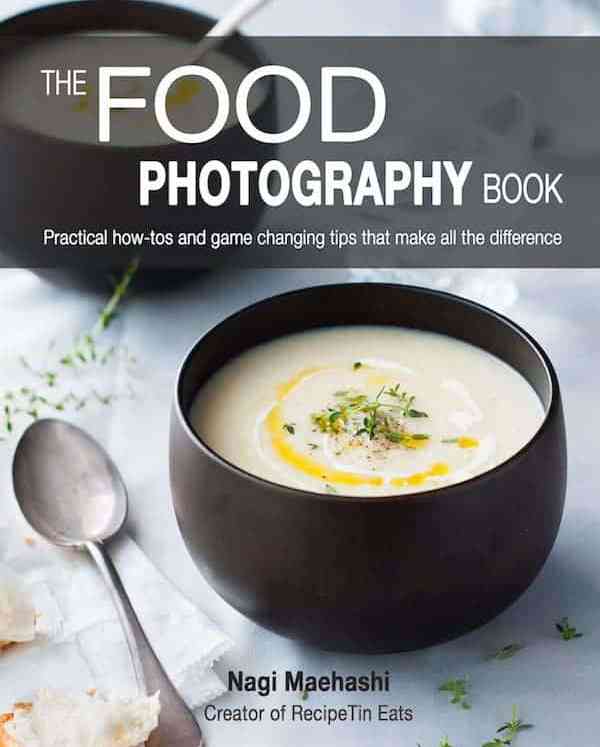 The Food Photography Book - by Nagi, creator of RecipeTin Eats. 180 pages, highly practical, easy to follow and jam packed with game changing tips.