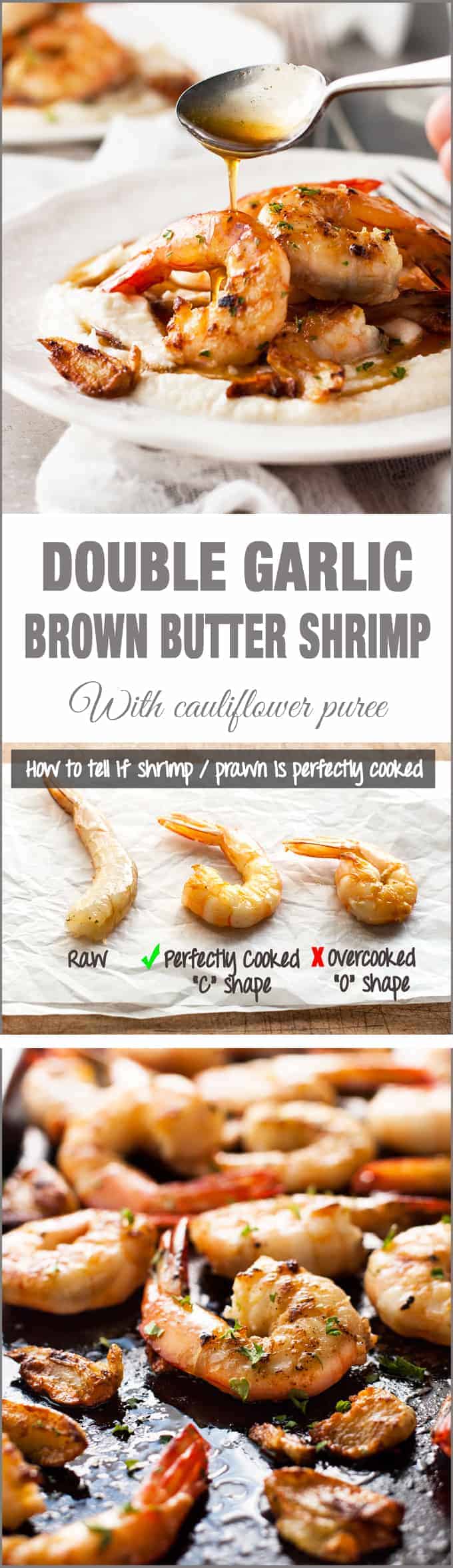 Double Garlic Brown Butter Shrimp (Prawns) - garlic prawns with garlic infused brown butter. Simple and fast to make, but so elegant!
