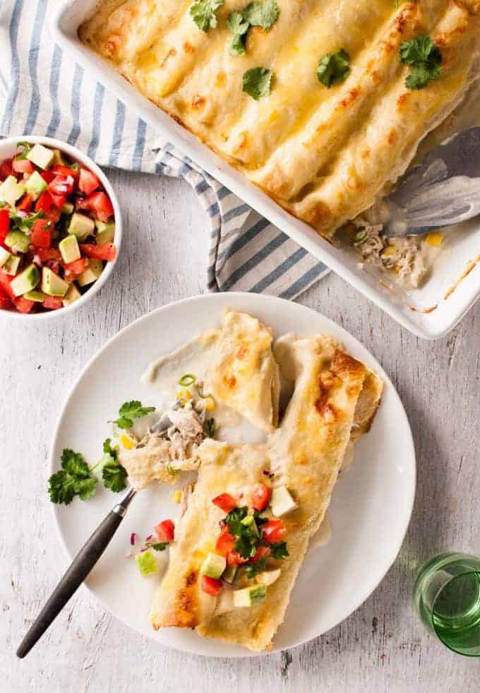 White Chicken Enchiladas - Enchiladas, made with a gorgeous creamy white sauce! recipetineats.com