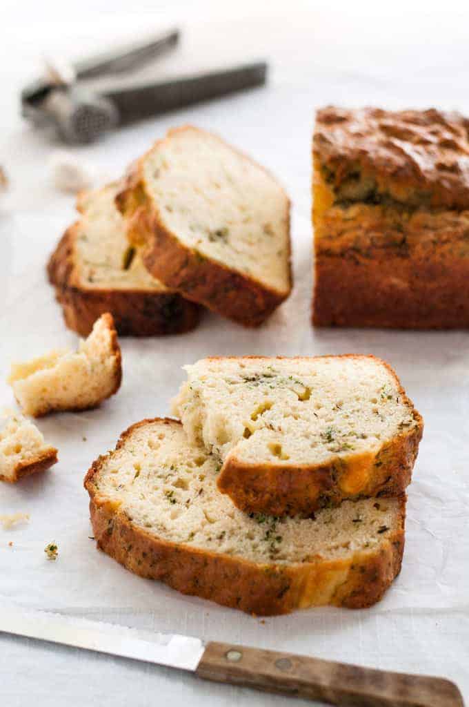 Cheese Herb and Garlic Quick Bread - true to its name, this no yeast bread is QUICK to prepare! Love the pockets of cheese and herb in this. recipetineats.com