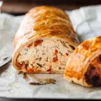 Chicken Meatloaf Wellington with Sun Dried Tomatoes - a cross between meatloaf and Beef Wellington, made with chicken!