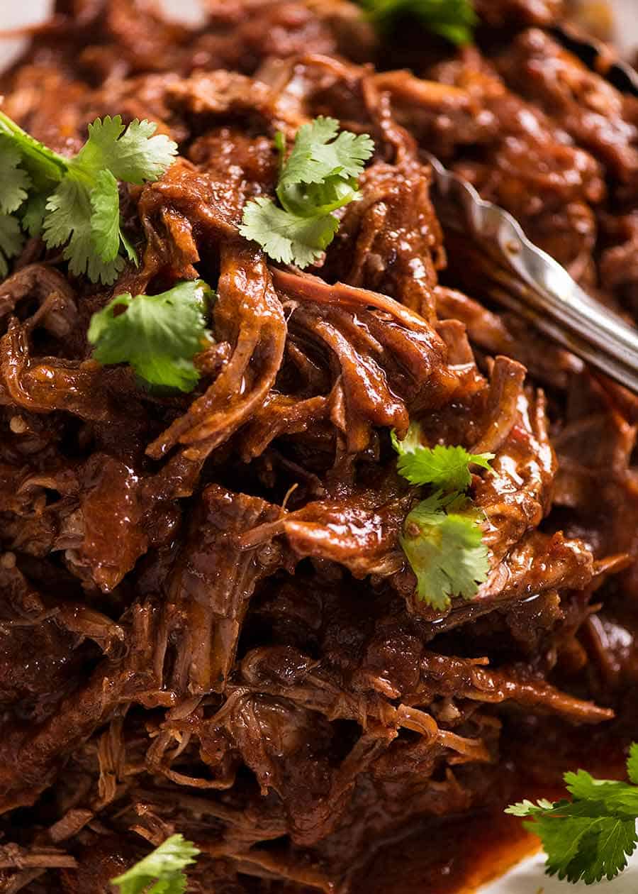 Close up of Slow Cooker Mexican Shredded Beef